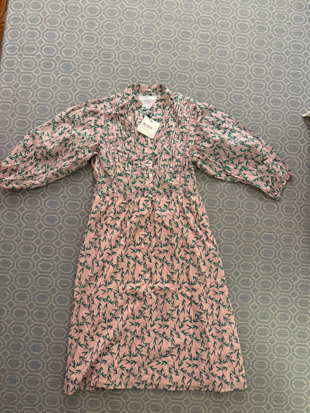 The Shirt brand, Pink and Green Floral the Charlotte Dress midi size M NWT